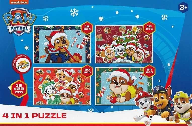 Zdjęcie produktu Puzzle Psi Patrol  Świąteczne 4 w 1 Niebieskie 3+ Progresywne