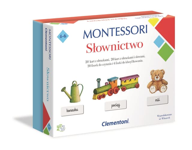 Zdjęcie produktu Montessori Słownictwo karty fiszki 4-6 Clementoni